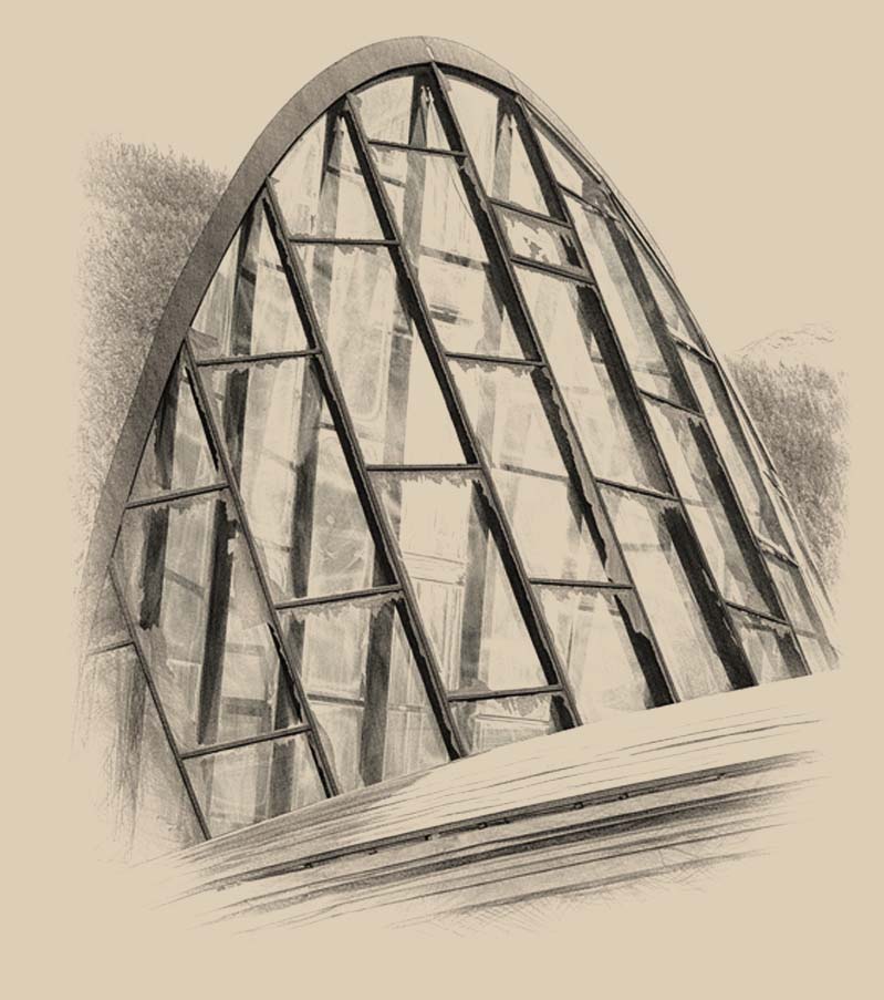 Die ikonische Glaskuppel des Angertal 1180